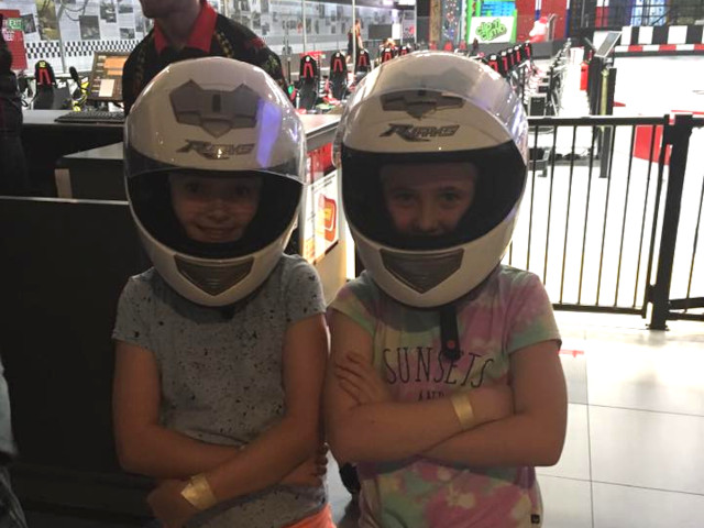 children with helmets on